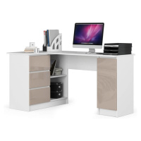 Rohový písací stôl B20 biely/cappuccino ľavý