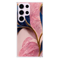Odolné silikónové puzdro iSaprio - Pink Blue Leaves - Samsung Galaxy S23 Ultra