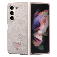 Guess 4G PU Leather Triangle Zadný Kryt pre Samsung Galaxy Z Fold 5 Pink