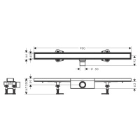 Hansgrohe RainDrain Compact, úplná sada sprchového žľabu 900 pre dlažbu, pre štandardnú inštalác