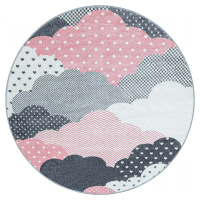 Dětský kusový koberec Bambi 820 pink kruh - 120x120 (průměr) kruh cm Ayyildiz koberce