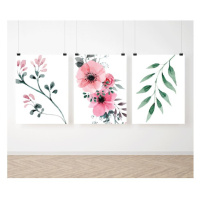 Zostava kvetinových dekoračných plagátov na stenu