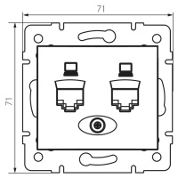 DOMO   Dvojitá dátová zásuvka , nezávislá (2xRJ45Cat 6 Jack) Grafit