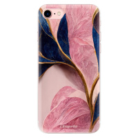 Odolné silikónové puzdro iSaprio - Pink Blue Leaves - iPhone 7