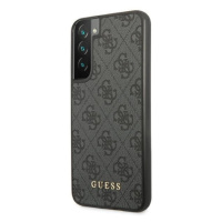 Plastové puzdro Guess na Samsung Galaxy S22 5G GUHCS22SG4GFGR Metal Gold Logo sivé