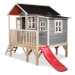 Domček cédrový na pilieroch Loft 350 Grey Exit Toys veľký s vodeodolnou strechou a šmykľavkou si