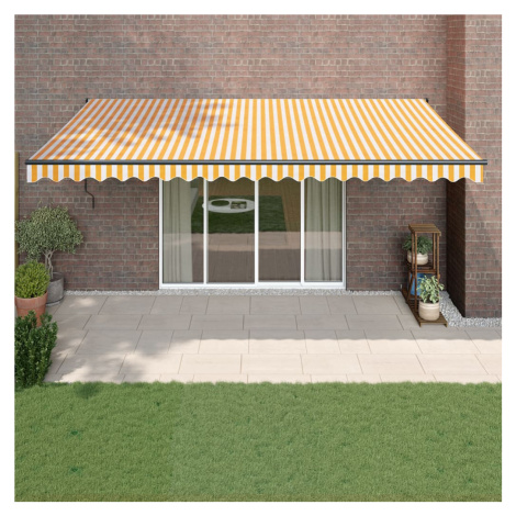 vidaXL Zaťahovacia markíza žltá a biela 5x3 m látka a hliník