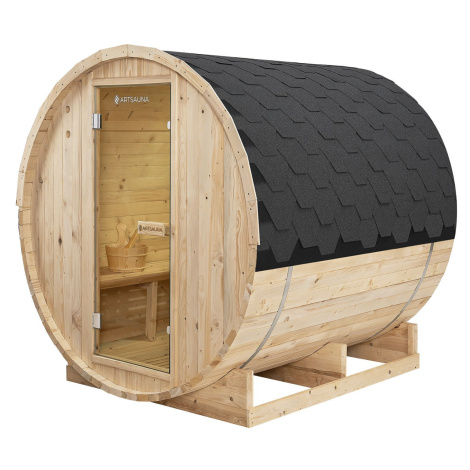 Juskys Vonkajšia sudová sauna Spitzbergen L dĺžka 190 cm priemer 190 cm (6 kW)