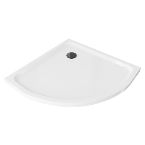 MEXEN/S - Flat sprchová vanička štvrťkruhová slim 100 x 100, biela + čierny sifón 41101010B