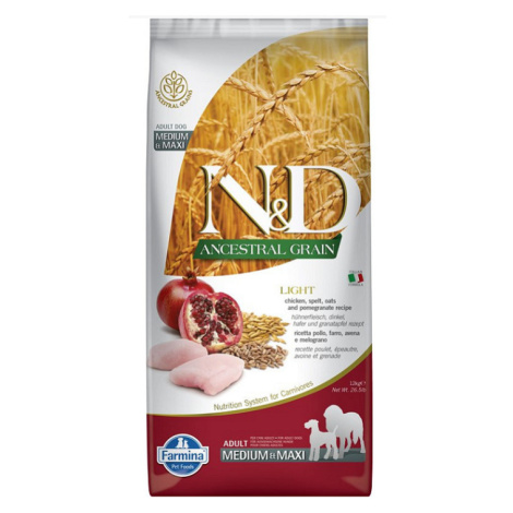 Farmina N&D dog AG adult medium & maxi, light, chicken, spelt, oats & pomegranate 12kg