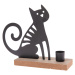 Kovový svietnik na čajovú sviečku Mačka, 20 x 16,5 x 6 cm