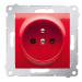 Zásuvka 2P+T/16A/250V clonky (SS) červená SIMON54Pre (simon)