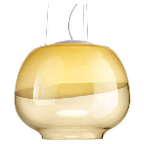 Dizajnová závesná lampa Mirage SP, jantár Vistosi