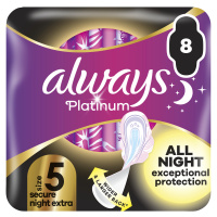 ALWAYS Platinum secure Night extra hygienické vložky s krídelkami 8 ks