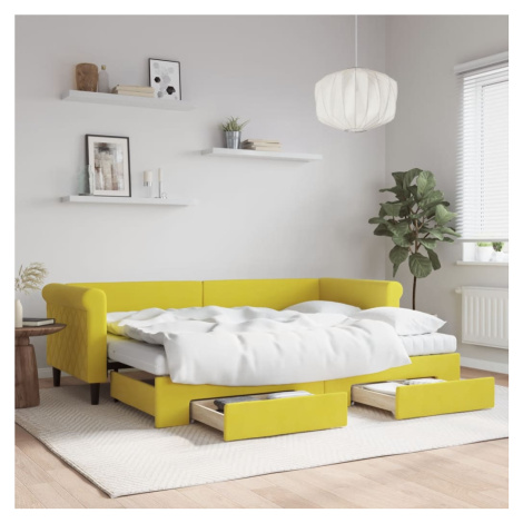 vidaXL Rozkladacia denná posteľ s matracmi žltá 80x200 cm zamat