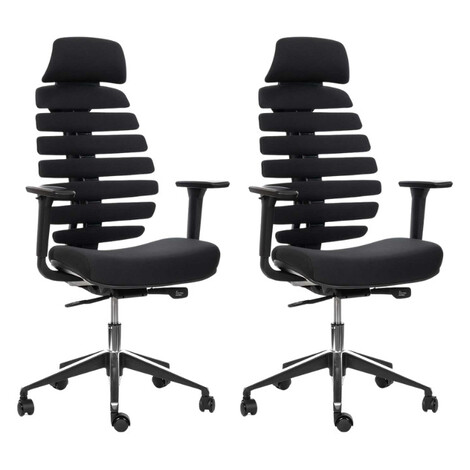 MERCURY 2PACK Ergonomická kancelárska stolička FISH BONES PDH čierny plast, čierna 26-60, 3D pod
