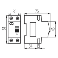 Prúdový chránič s ističom 2-pólový C/32A 6kA Typ:AC 30mA Rada:KRO6 (Kanlux)