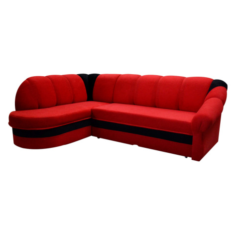 NABBI Belluno L rohová sedačka s rozkladom a úložným priestorom červená / čierna