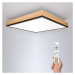 Solight LED ceiling lighting with remote control, square, wood decor, 3000lm, 40W, 45x45cm