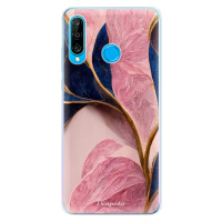 Odolné silikónové puzdro iSaprio - Pink Blue Leaves - Huawei P30 Lite
