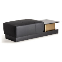 Estila Luxusný moderný príručný stolík s taburetkou Concepto na drevenom podstavci s mramorovou 