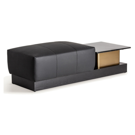 Estila Luxusný moderný príručný stolík s taburetkou Concepto na drevenom podstavci s mramorovou 