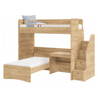 Poschodová posteľ s písacím stolom a schodíkmi cody modular - dub
