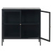 Čierna komoda s presklenými dverami Unique Furniture Carmel, dĺžka 90 cm