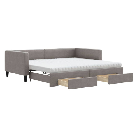 vidaXL Rozkladacia denná posteľ so zásuvkami sivohnedá 100x200cm látka