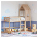 vidaXL Vyvýšená posteľ rebrík strecha 90x190 cm masívna borovica