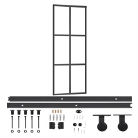 vidaXL Posuvné dvere s kovaním ESG sklo a hliník 76x205 cm