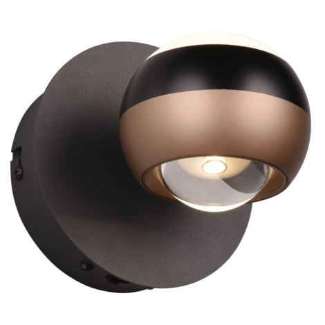 LED nástenné svietidlo ø 10 cm v čierno-medenej farbe Orbit – Trio Select