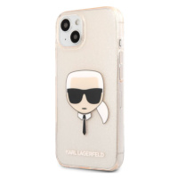 Silikónové puzdro Karl Lagerfeld na Apple iPhone 13 KLHCP13MKHTUGLGO Full Glitter Karl Head zlat