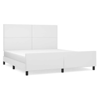 vidaXL Posteľný rám s čelom biely 180x200 cm umelá koža