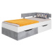 Detská posteľ omega 90x200cm s úložným priestorom - biela/betón