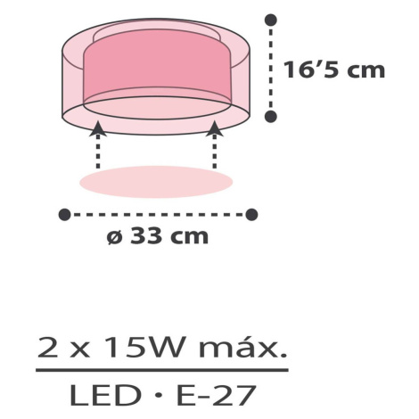 Stropné svietidlo Dalber Cloud Pink, Ø 33 cm, ružová farba