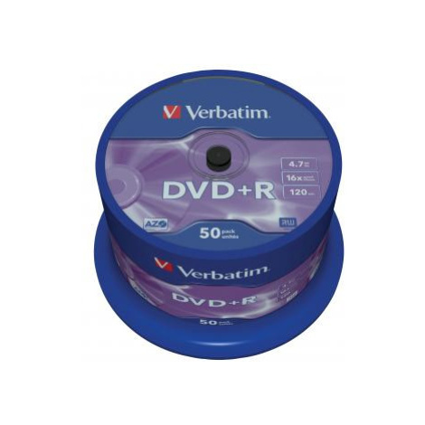 Verbatim DVD+R, Matt Silver, 43550, 4.7GB, 16x, spindle, 50-pack, bez možnosti potisku, 12cm, pr