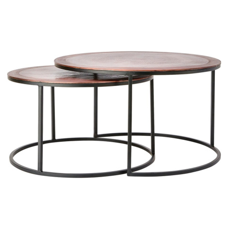 Kovové okrúhle konferenčné stolíky v medenej farbe v súprave 2 ks ø 75 cm Talca - Light & Living