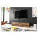 Expedo TV stolík MENDES D 180, 180x30x32, beton/biela lesk + LED