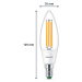 Philips LED žiarovka E14 2,3W 485lm číra 3 000K