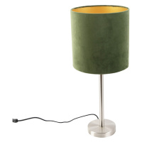 Stolová lampa oceľ so zeleným tienidlom 25 cm - Simplo