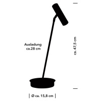 Stolná lampa Tom Pro LED, čierna, výška 47 cm, CCT, stmievač