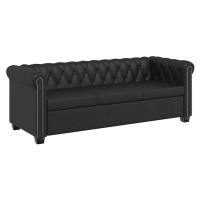 vidaXL 3-miestna pohovka Chesterfield, umelá koža, čierna