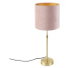Stolová lampa zlatá / mosadz s ružovým zamatovým odtieňom 25 cm - Parte