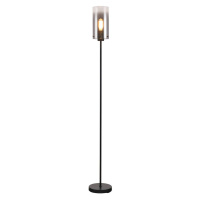 Stojacia lampa Ventotto, čierna/dymová, výška 165 cm, kov/sklo