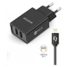 Aligator sieťová nabíjačka, 2x USB, kábel Lightning 2A, smart IC, 2, 4 A, čierna