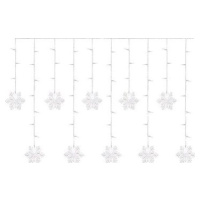 EMOS LED vianočný záves – vločky, 135 × 50 cm, vnútorná, studená biela
