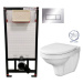 DEANTE Podstavný rám, pre závesné WC misy + SLIM tlačidlo chrom + WC CERSANIT DELFI + SOFT SEDAD