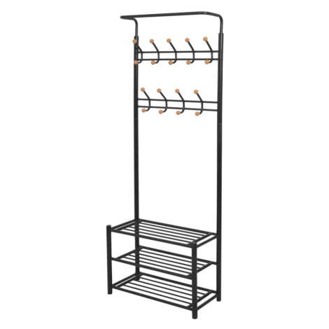 vidaXL Vešiak s regálmi na topánky 68x32x182,5 cm, čierny