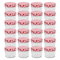 Zaváracie poháre s bielo-červenými viečkami 24 ks 110 ml